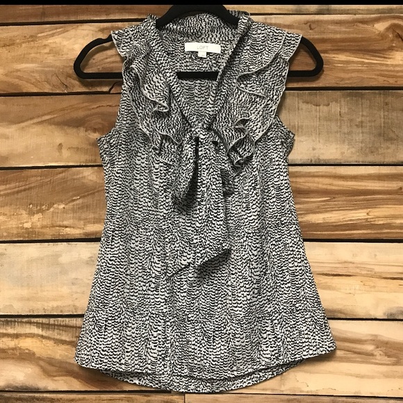 Ruffled ruffle Ann Taylor LOFT sleeveless blouse - Picture 2 of 3